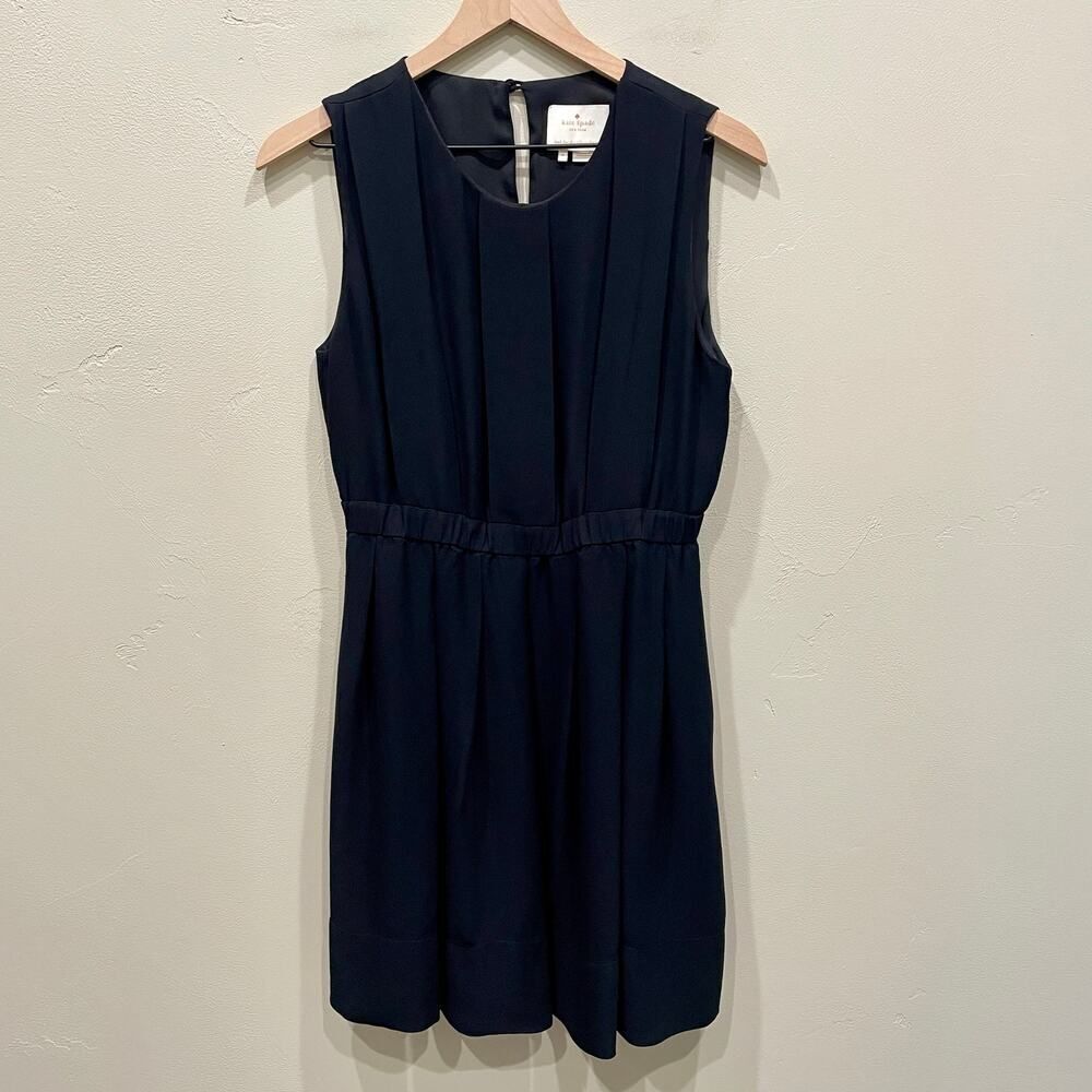 Kate Spade Fit & Flare Pleated Sleeveless Dress in Black - Size: 8